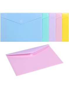 Paq 10 carpeta sobre fº cierre velcro polipropileno colores pastel